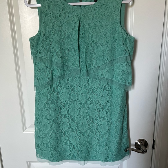 WOMEN’S BCBG MAX AZRIA LIGHT GREEN LACE MINI DRESS Cotton Blend Sz M - Picture 3 of 16